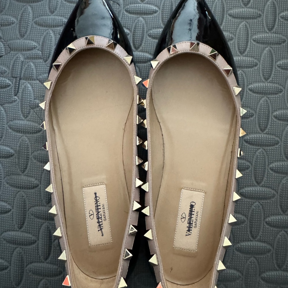 Valentino Black Patent Studded Flats